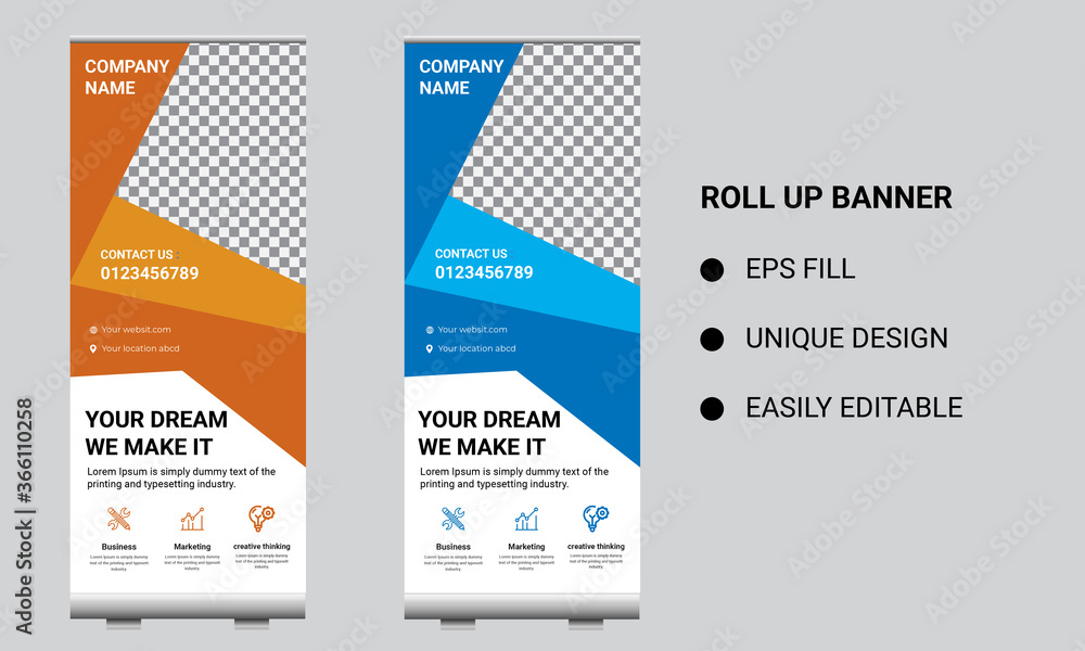 Business Roll Up. Standee Design. Banner Template. Presentation. Vector illustration