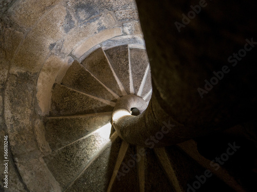 Perfect spiral formed by a stone staircase