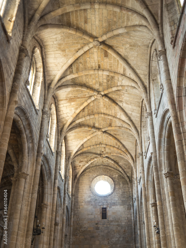 Roof and arches of Guarda Cathedral in Portugal