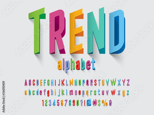 Colorful paper cut stylized alphabet design