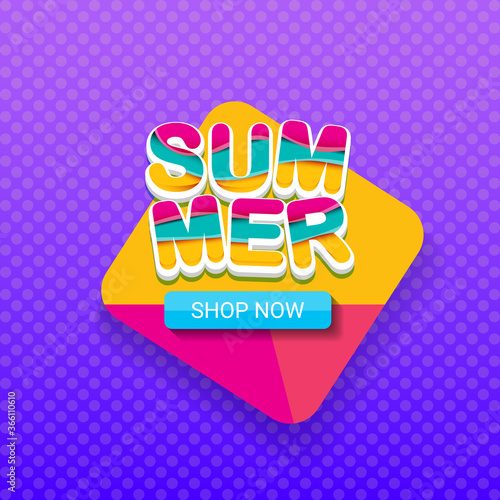 vector special offer summer label design template . Summer sale banner or badge with sun and text on summer violet background