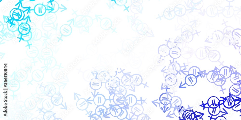 Light Pink, Blue vector backdrop with woman's power symbols. Light Pink, Blue vector backdrop with woman's power symbols.
