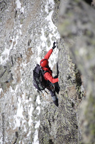 alpinism in the snowy mountains