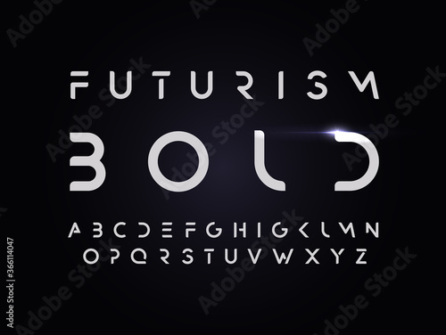 Futurism style bold alphabet. Vector typography
