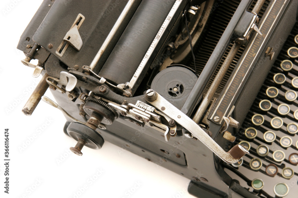 retro metal  typewriter isolated on white
