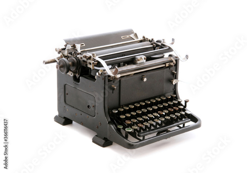 retro metal typewriter isolated on white