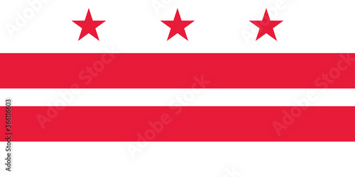 District of Columbia US - Washington, D.C. flag in official proportions and color, vector