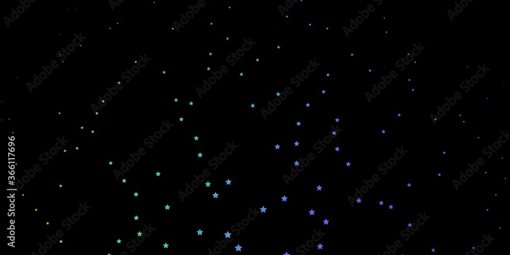 Dark Multicolor vector background with colorful stars. Shining colorful illustration with small and big stars. Pattern for new year ad, booklets.