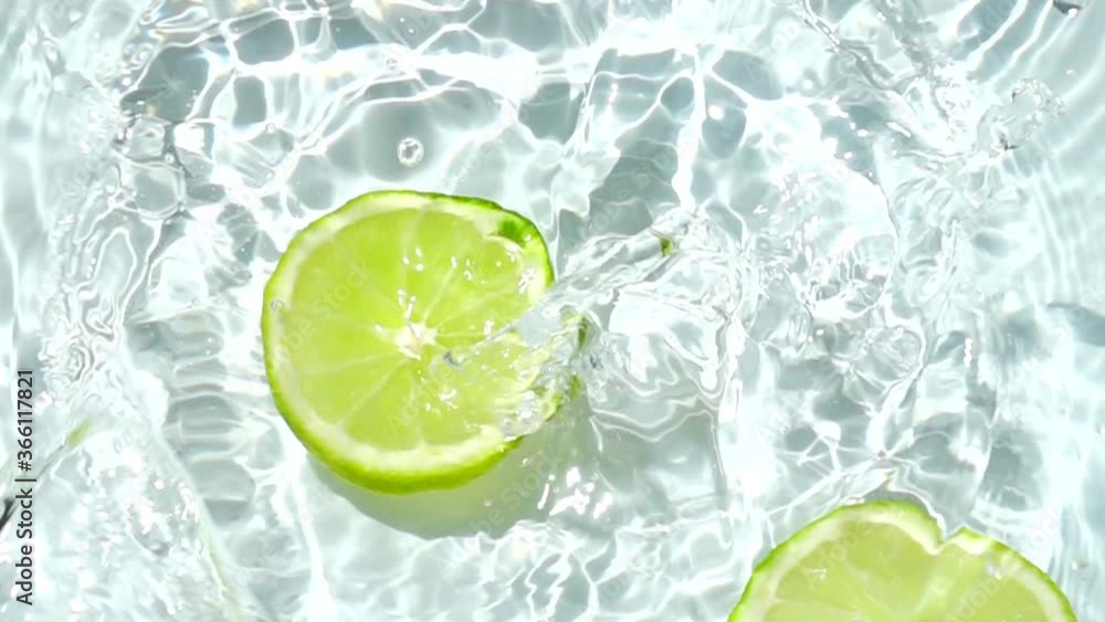 Falling of segments of lime. Slow motion.
Falling of segments of lime. Slow motion.