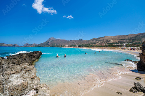 Falasarna beach, one of the most famous beaches of Crete located in the Kissamos province, at the northern edge of Crete’s western coast.