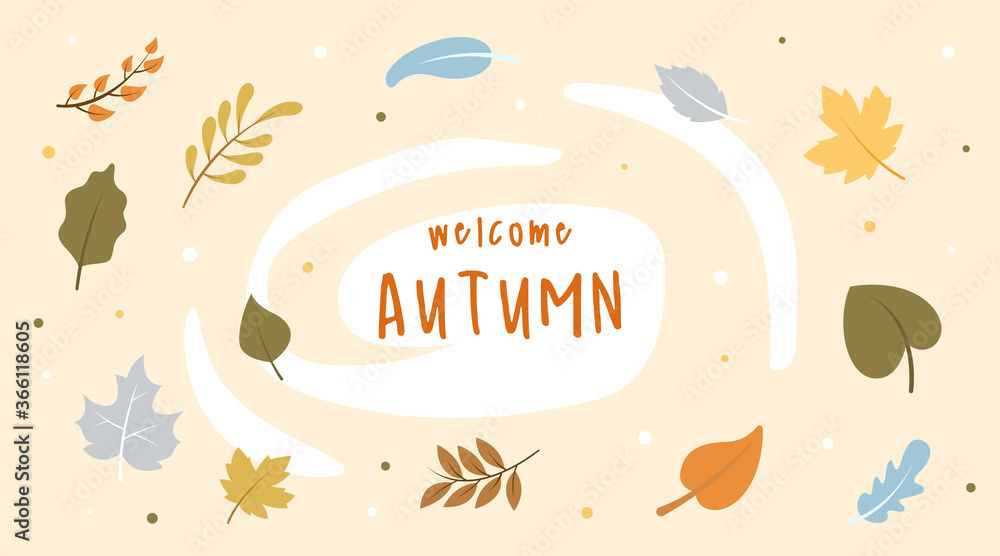 Flat autumn landscape background illustration vector