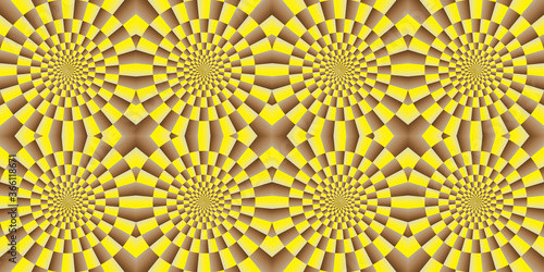 Illusion - spinning background. Abstract background, seamless pattern, with optical illusion effect. The optical illusion of movement executed in the form of rotating