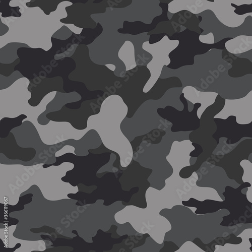 
Vector gray seamless camouflage pattern on print.