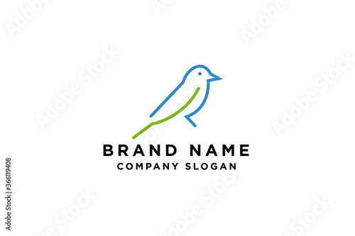 canary blue bird logo design illustration