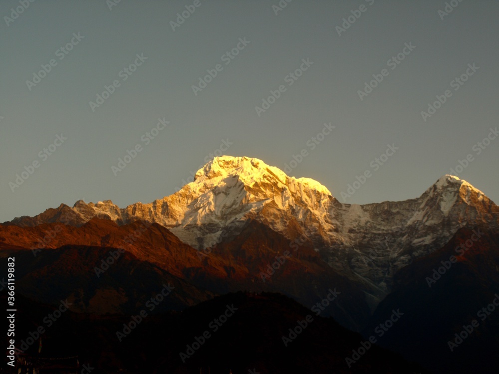 Annapurna Mountain Range Himalayas Sunset and Sunrise