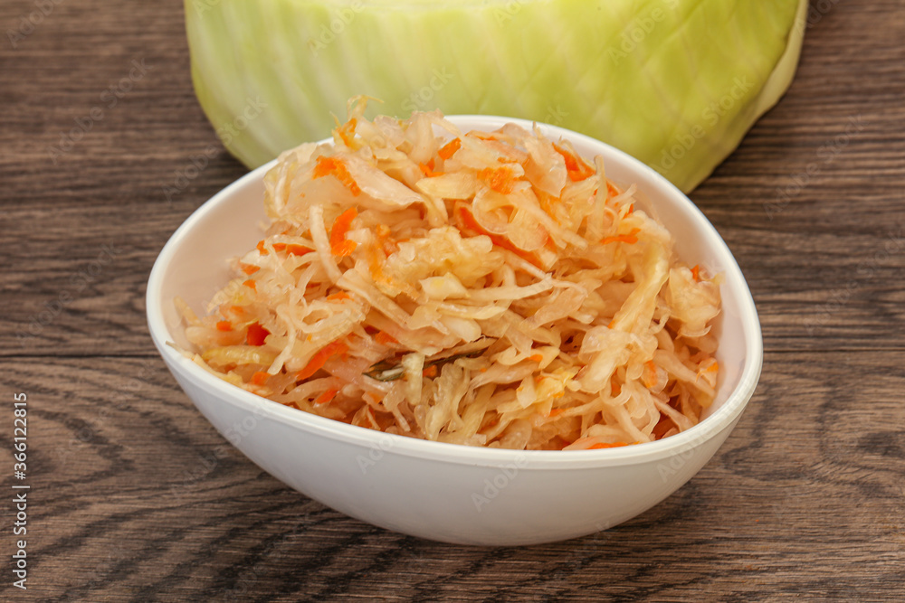 Pickled cabbage - sauerkraut in the bowl Pickled cabbage - sauerkraut in the bowl