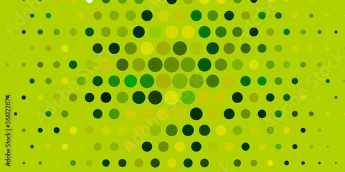 Light Green, Yellow vector layout with circle shapes. Abstract decorative design in gradient style with bubbles. Pattern for booklets, leaflets.