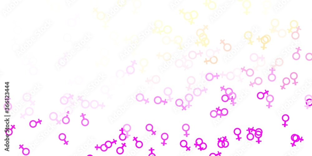 Light Pink, Yellow vector texture with women's rights symbols. Light Pink, Yellow vector texture with women's rights symbols.