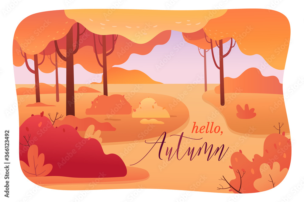 Fall season flat banner vector template