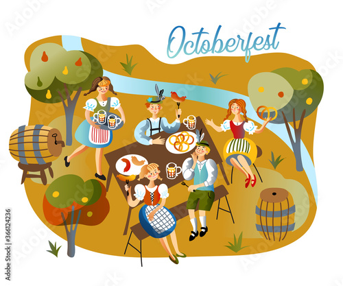 Oktoberfest celebration flat vector illustration