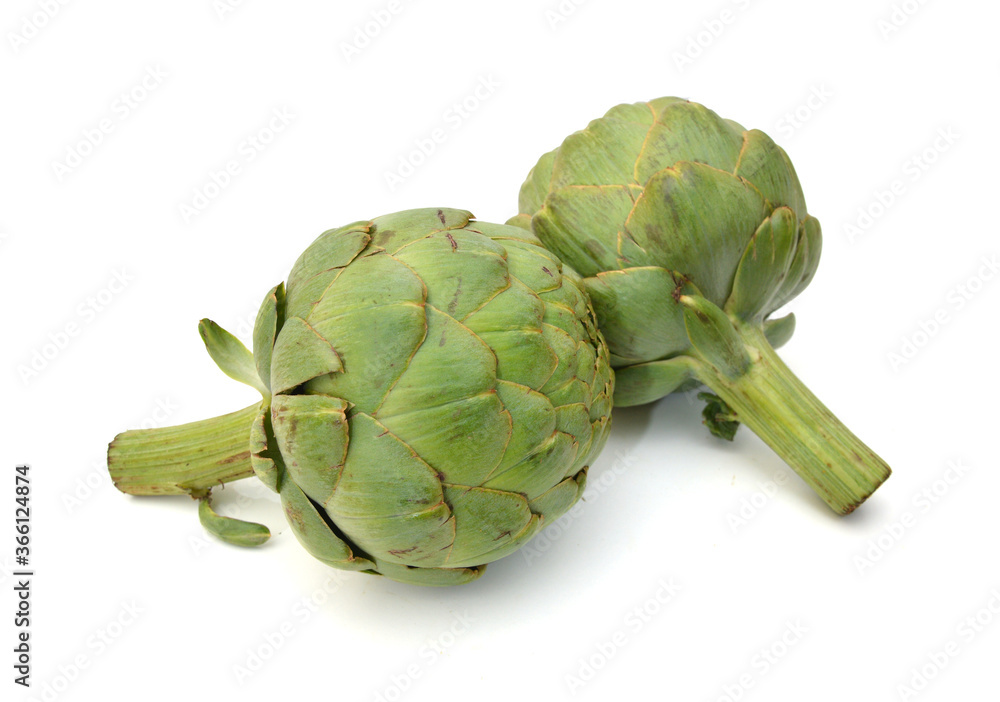 Fototapeta premium Green artichoke on white background