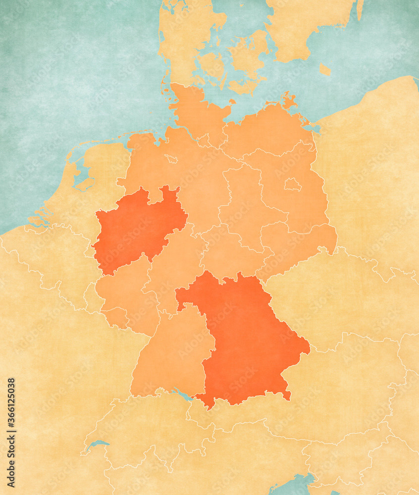 Map of Germany - North Rhine-Westphalia Map of Germany - North Rhine-Westphalia