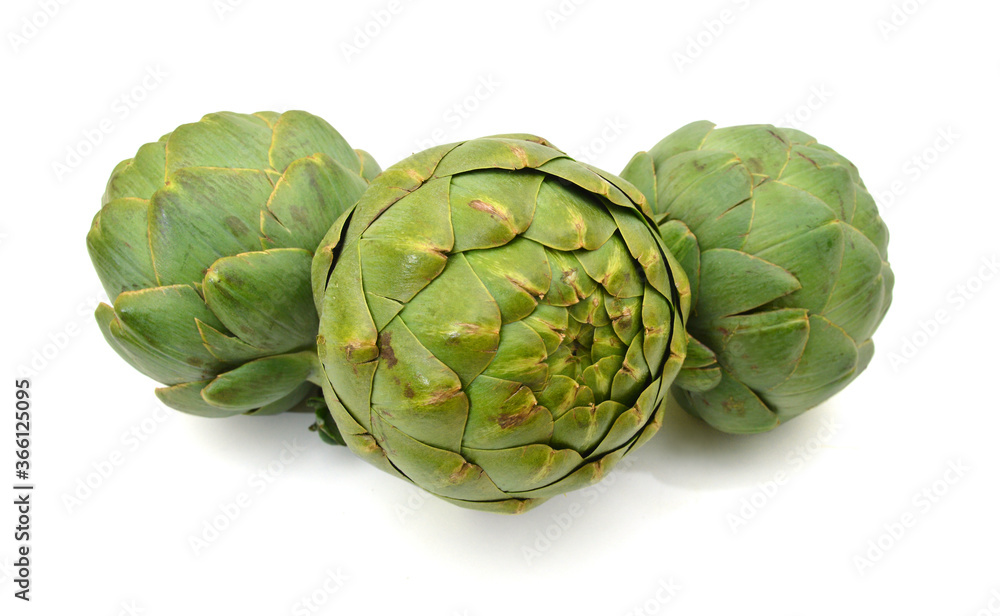Fototapeta premium Green artichoke on white background