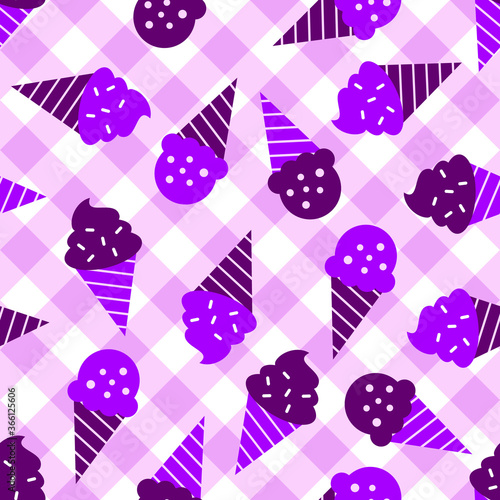 checkered vector ice cream pattern