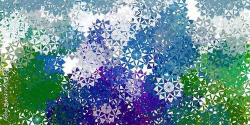 Light blue, green vector texture with bright snowflakes.