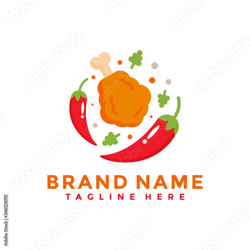chicken and chilli food logo