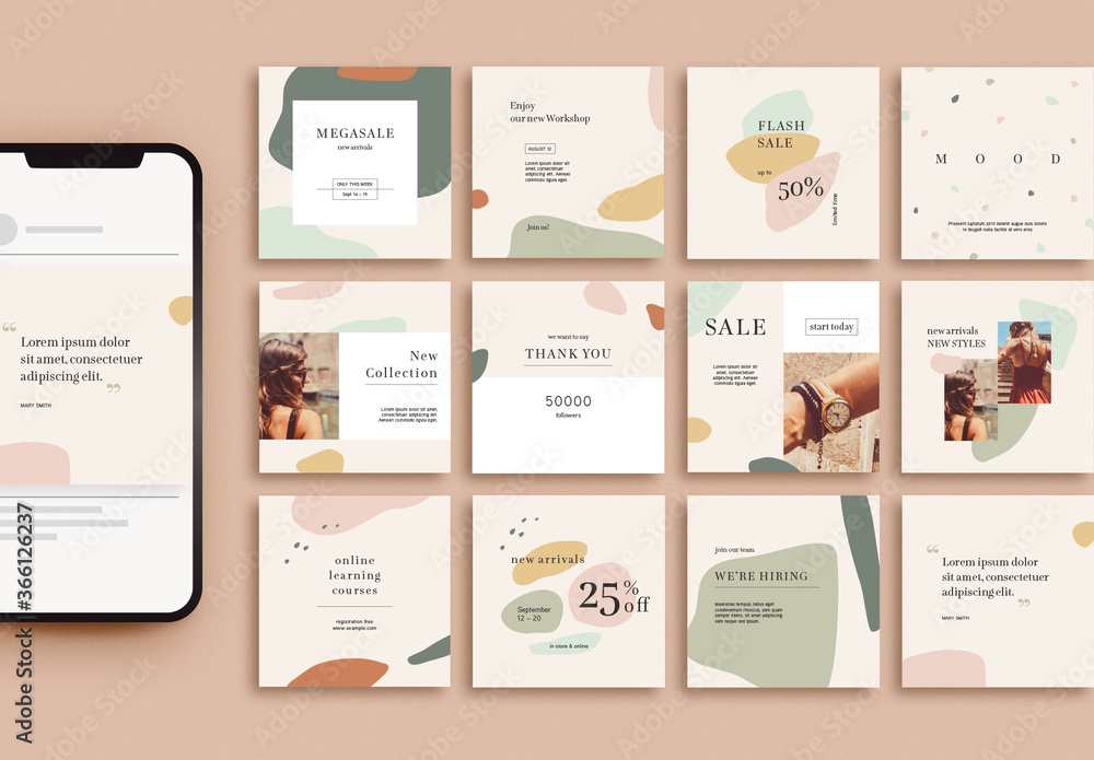 Social Media Post Layout Set Stock Template | Adobe Stock