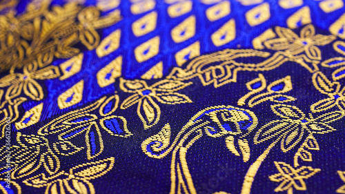 Vintage fabric Thailand is made of hand-woven cotton fabric.pattern in Thai style, embroidery Folk pattern.