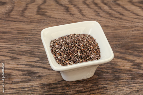 Seasoning chia seeds in the bowl