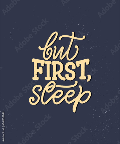 Lettering Slogan about sleep and good night. Vector illustration design for graphic, prints, poster, card, sticker and other creative uses © Artlana