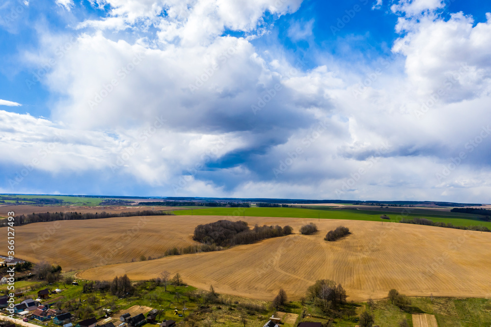 Rural landscape, aerial view, nature background.