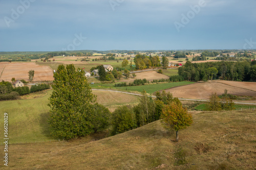 View of the fields (typical landscape near Suwalki) from the observation tower in Baranowo, Podlaskie, Poland