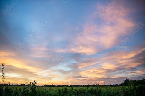 Dramatic Colorful Sky at Sunset in Rural Louisiana