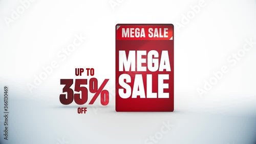 Mega Sale up to 35% off, Mega Sale - Sales promotional animationbackground. photo