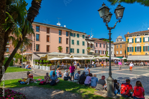 View of Piazza Giosue Carducci on a sunny day, Sirmione, Lake Garda, Brescia, Lombardy, Italian Lakes photo