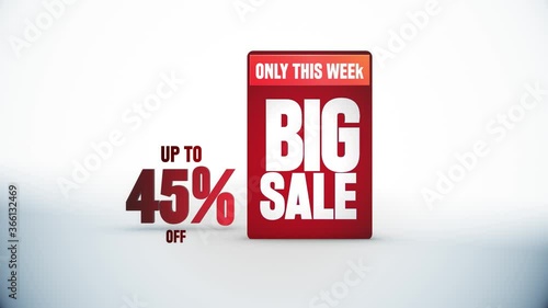 big sale up to 45% off, Mega Sale - Sales promotional animationbackground, only this week photo