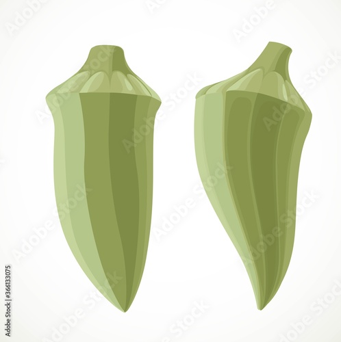 Two okra isolated on white background