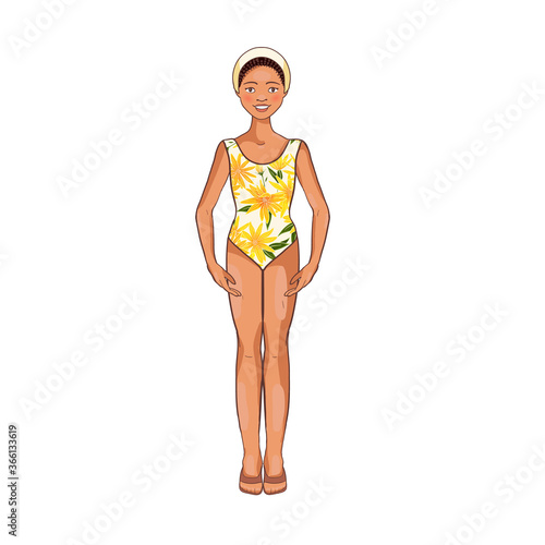 Young female swimmer African beauty black girl