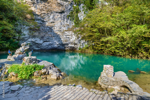 Blue Lake  famous natural landmark  Abkhazia