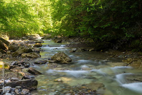 Endless stream. Fast mountain river