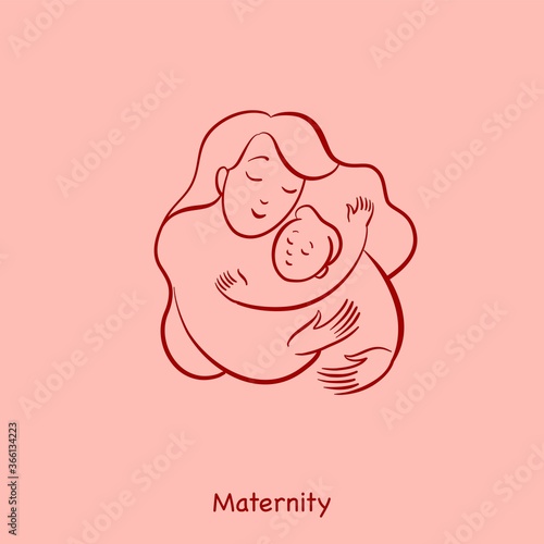 Illustration for a logo, mother with a baby in her arms. 