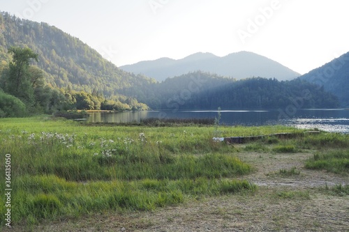 Lake Weitsee natural reserve, bavarian alps photo