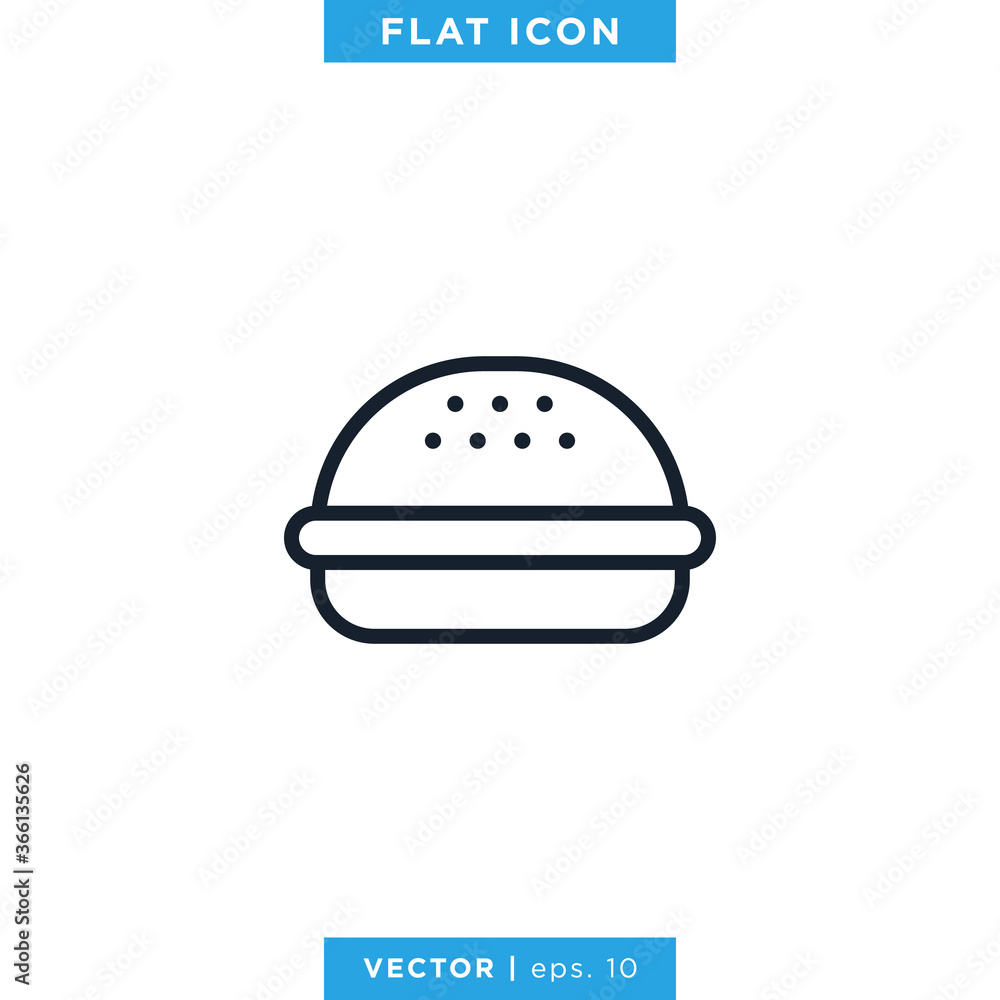 Fototapeta premium Burger Icon Vector Design Template. Editable Stroke.