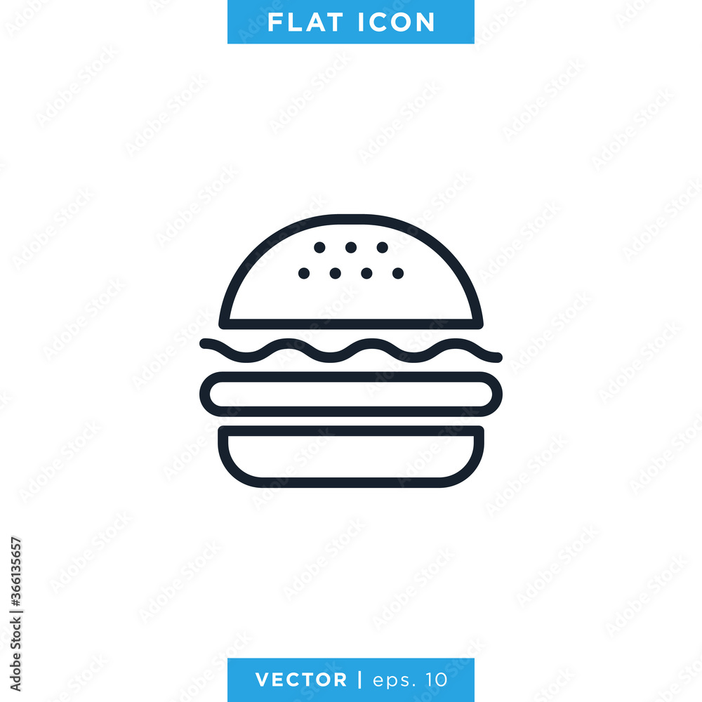 Burger Icon Vector Design Template. Editable Stroke. Burger Icon Vector Design Template. Editable Stroke.