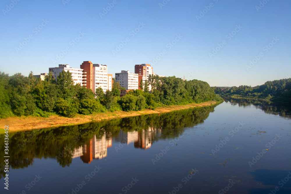 River Western Dvina in the center of Vitebsk. The length of the river is more than 1000 km. Belarus