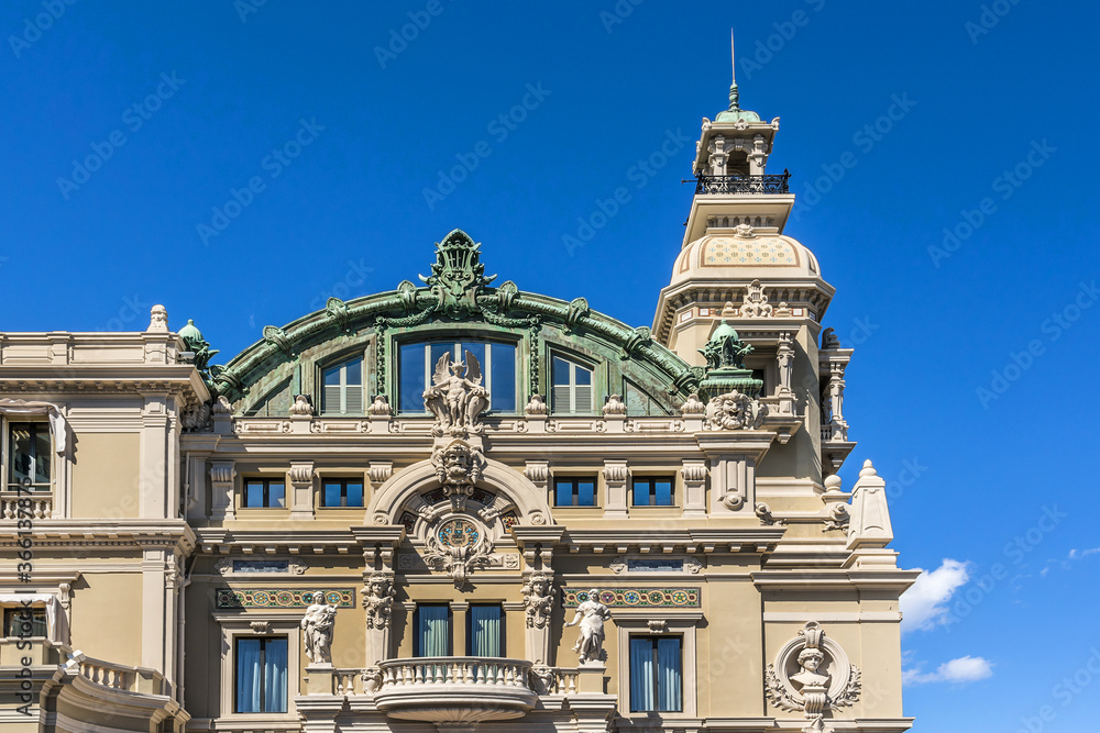 Fragment of Grand Theater de Monte Carlo. Monte Carlo Casino (architect Charles Garnier) is a gambling and entertainment complex includes a Casino and Grand Theater de Monte Carlo. Monaco.